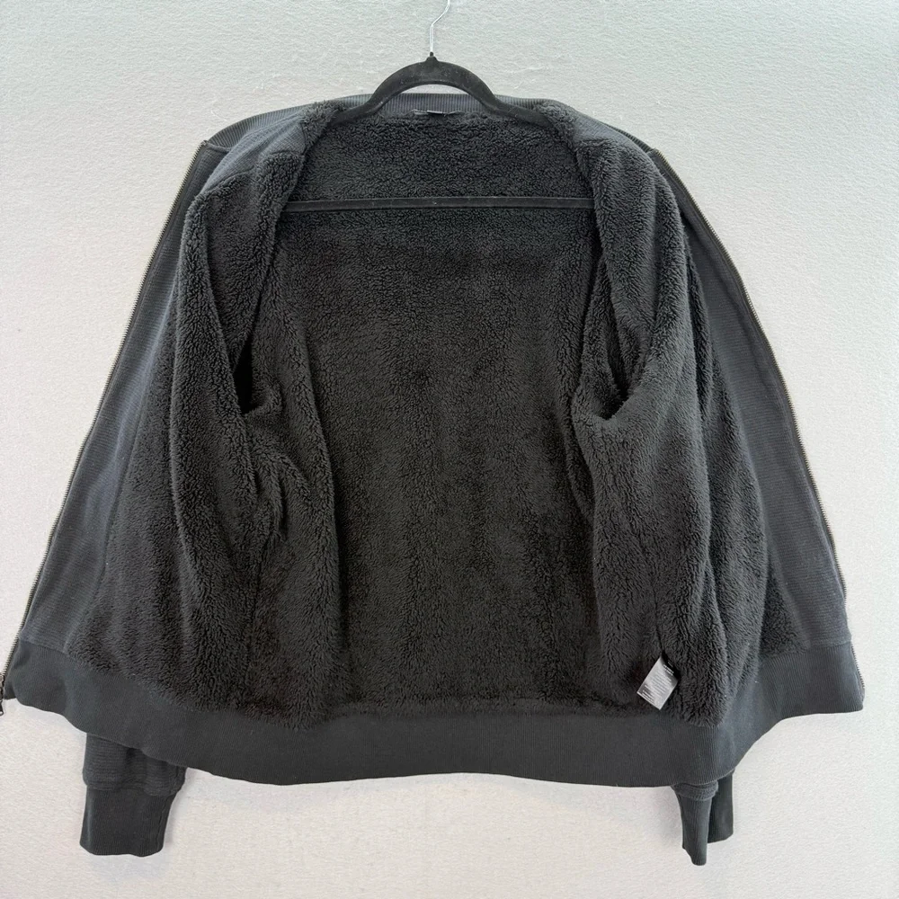 John Varvatos men’s Bomber Cotton jacket‎ zip up leather trim shearling lining L